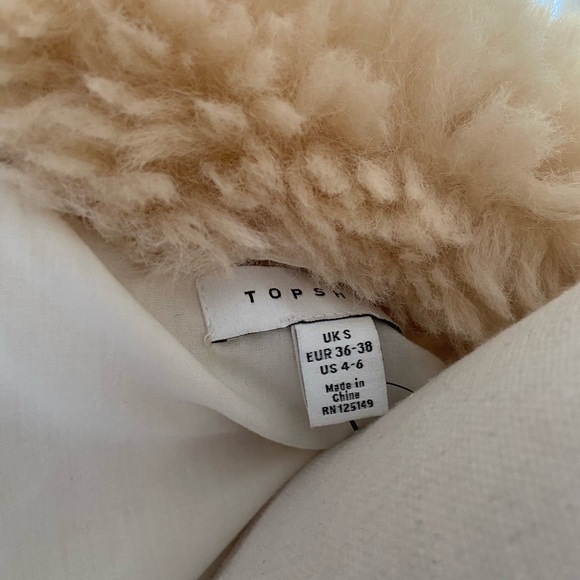 Topshop faux sherpa coat cream zip fur coat borg shearling - Picture 9 of 14